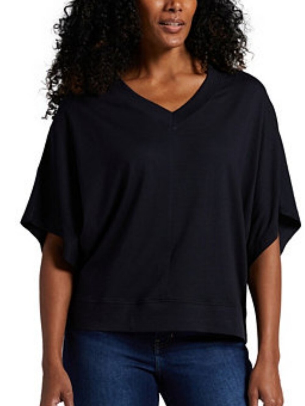 Lou & Grey V-Neck Dolman Top - Black Size XL